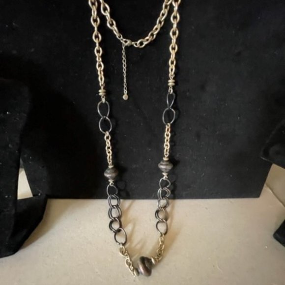 Liz Claiborn Multi Tone Chain and Beads Long 34" length with a 2.5" Extender - Picture 5 of 5